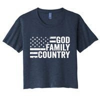 God Family Country - Patriotic Christian American Flag Women's Crop Top Tee