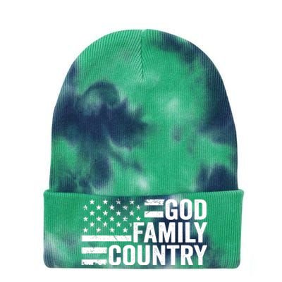 God Family Country - Patriotic Christian American Flag Tie Dye 12in Knit Beanie