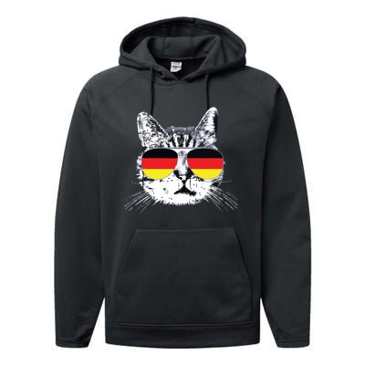 German Flag Cat Heritage Pride Germany Oktoberfest Performance Fleece Hoodie