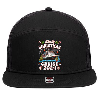 Groovy Family Christmas Cruise Squad 2024 Family Trip Xmas 7 Panel Mesh Trucker Snapback Hat