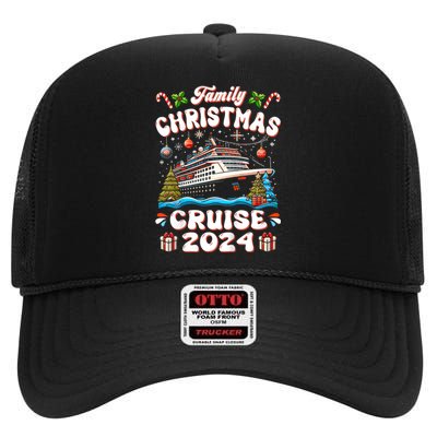 Groovy Family Christmas Cruise Squad 2024 Family Trip Xmas High Crown Mesh Back Trucker Hat