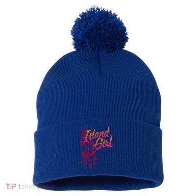 Guam Flower Chamorrita Guam Island Guaian Chamorro Gift Pom Pom 12in Knit Beanie