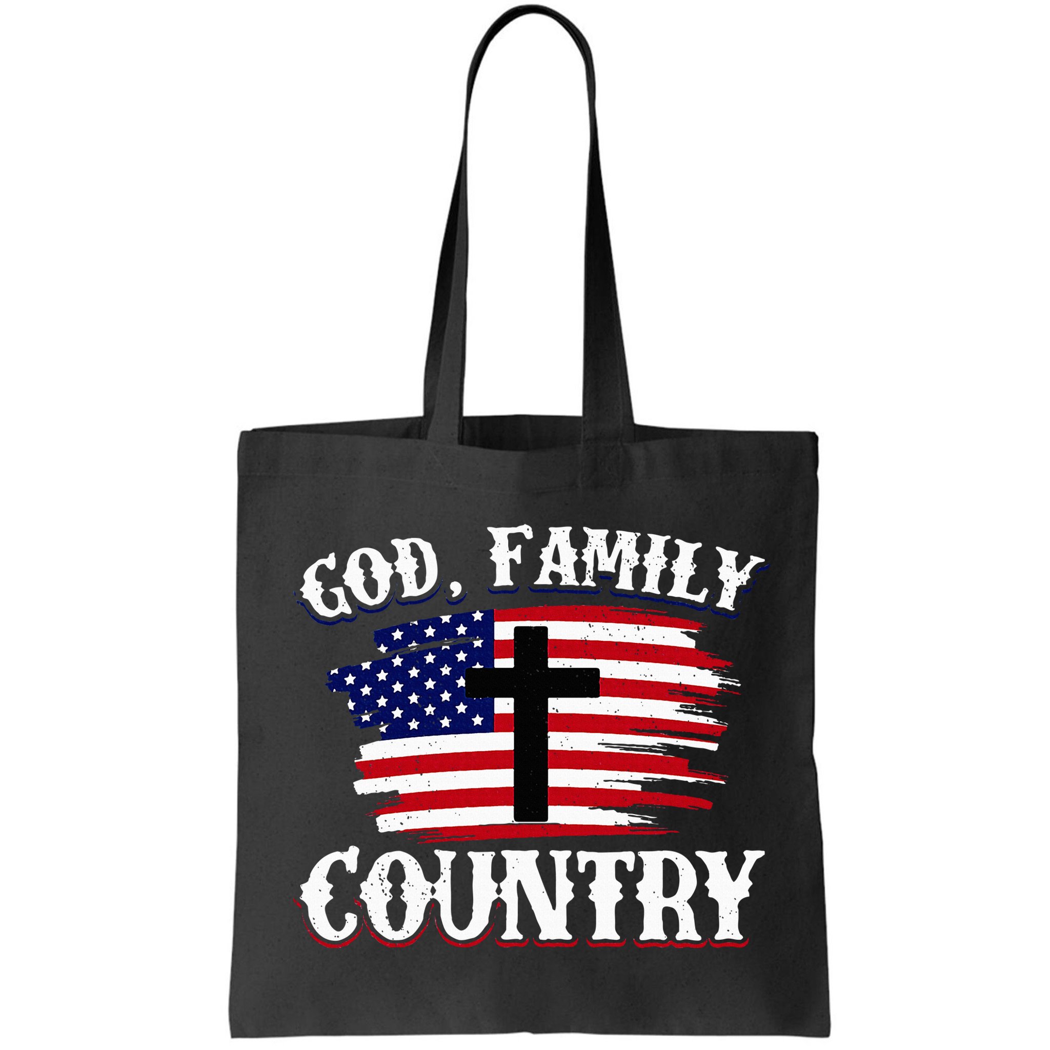 God Family Country American Flag Cross Christian Patriotic Bag