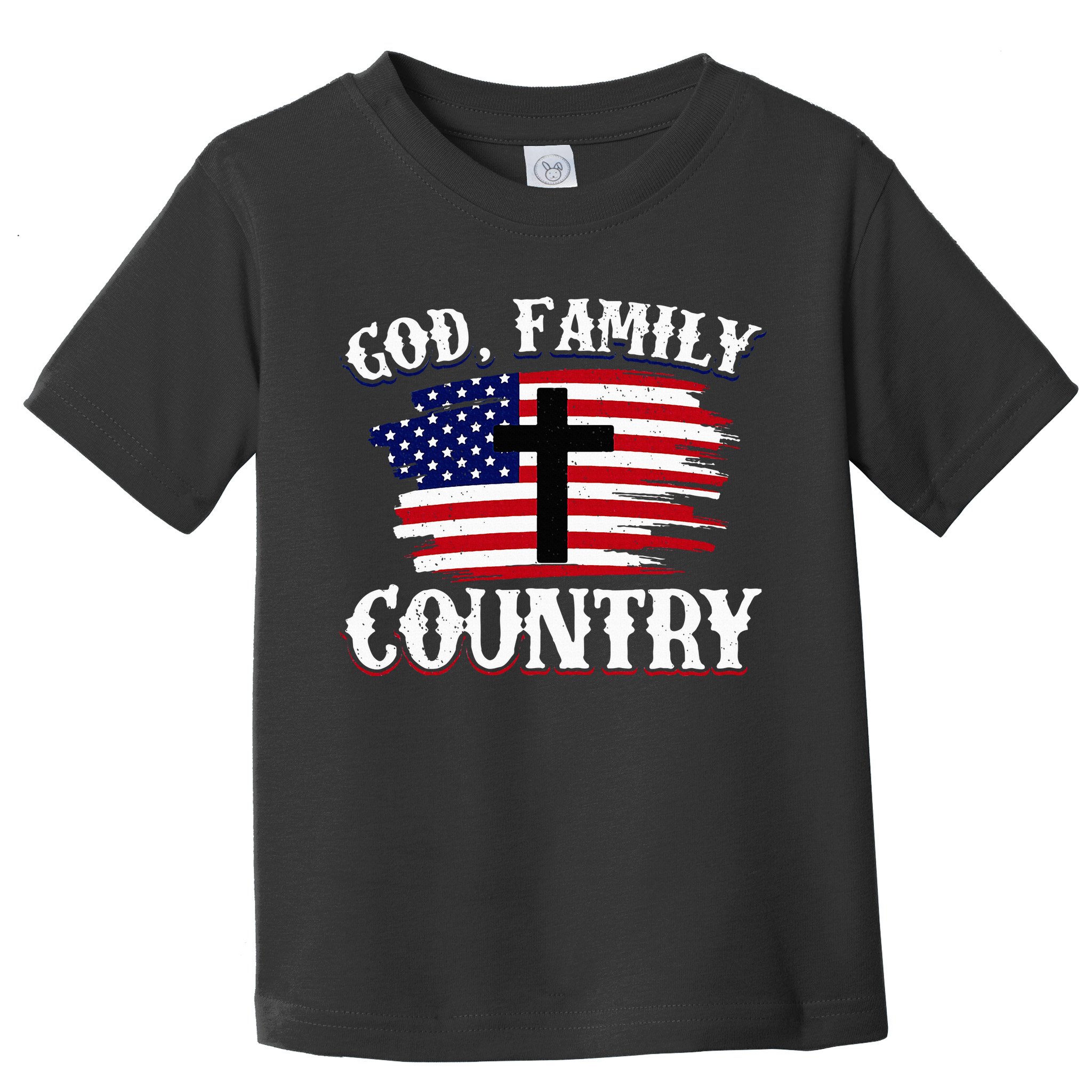 God Family Country American Flag Cross Christian Patriotic Toddler T-Shirt