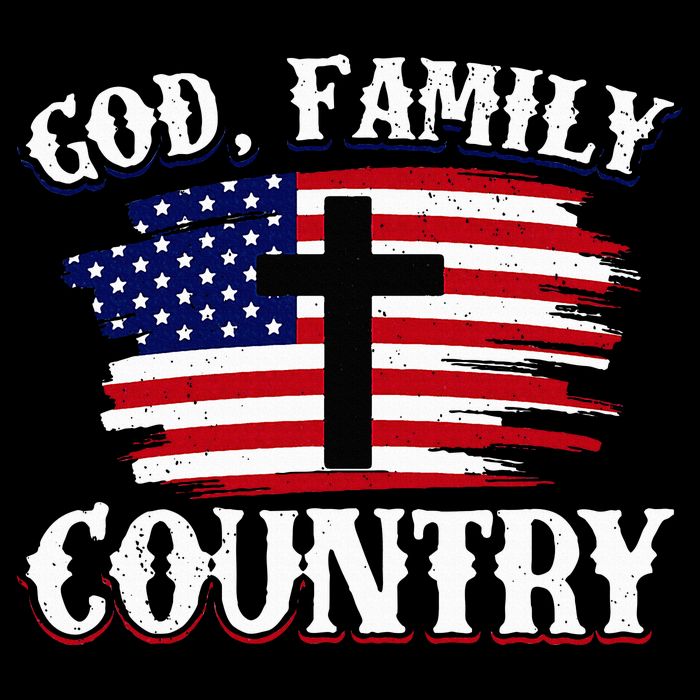 God Family Country American Flag Cross Christian Patriotic Zip Tote Bag