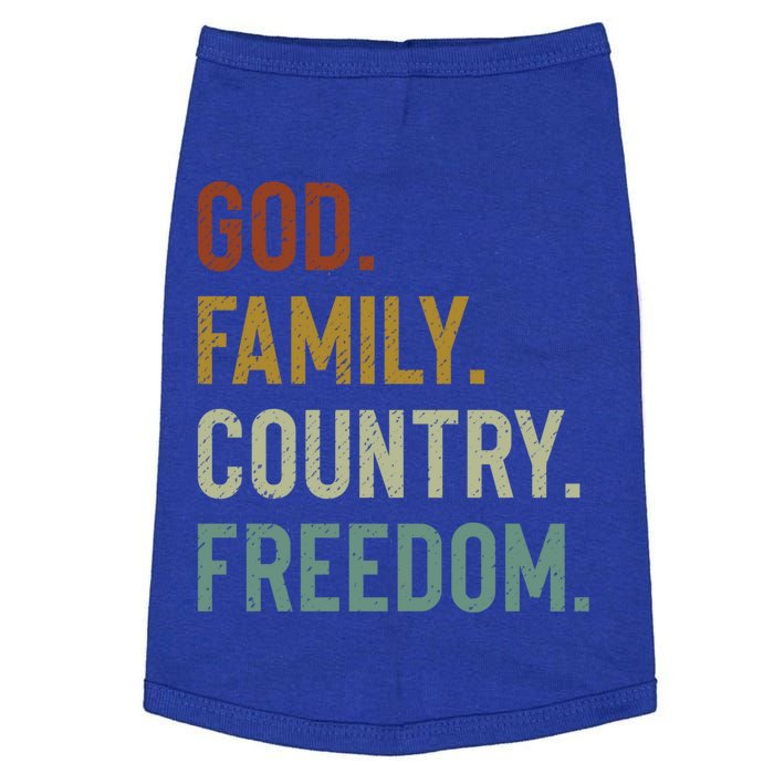 God Family Country Freedom Retro Patriotic Christian Values Cool Gift Doggie Tank