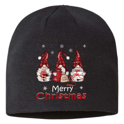 Gnome Family Christmass For Buffalo Plaid Sustainable Beanie