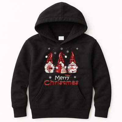 Gnome Family Christmass For Buffalo Plaid Kids Hoodie