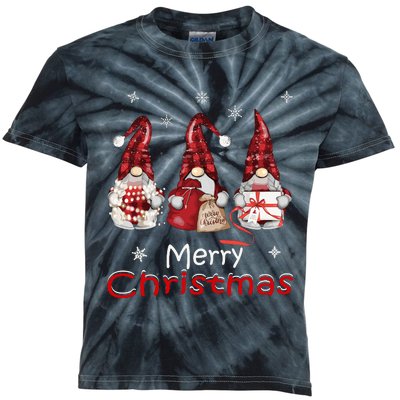 Gnome Family Christmass For Buffalo Plaid Kids Tie-Dye T-Shirt