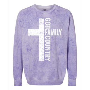 God Family Country Cute Gift Patriotic Freedom Christian Faith Cross Gift Colorblast Crewneck Sweatshirt