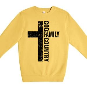 God Family Country Cute Gift Patriotic Freedom Christian Faith Cross Gift Premium Crewneck Sweatshirt