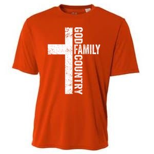 God Family Country Cute Gift Patriotic Freedom Christian Faith Cross Gift Cooling Performance Crew T-Shirt