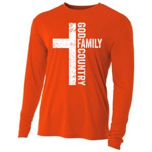 God Family Country Cute Gift Patriotic Freedom Christian Faith Cross Gift Cooling Performance Long Sleeve Crew