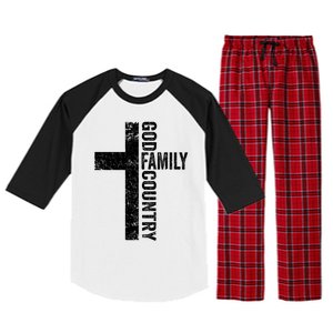 God Family Country Cute Gift Patriotic Freedom Christian Faith Cross Gift Raglan Sleeve Pajama Set