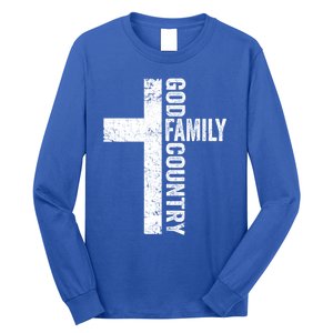 God Family Country Cute Gift Patriotic Freedom Christian Faith Cross Gift Long Sleeve Shirt