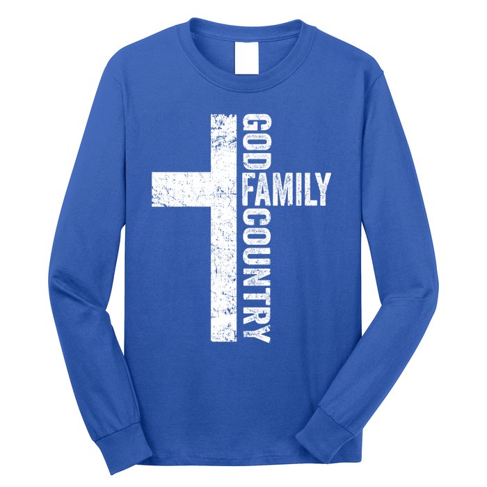 God Family Country Cute Gift Patriotic Freedom Christian Faith Cross Gift Long Sleeve Shirt