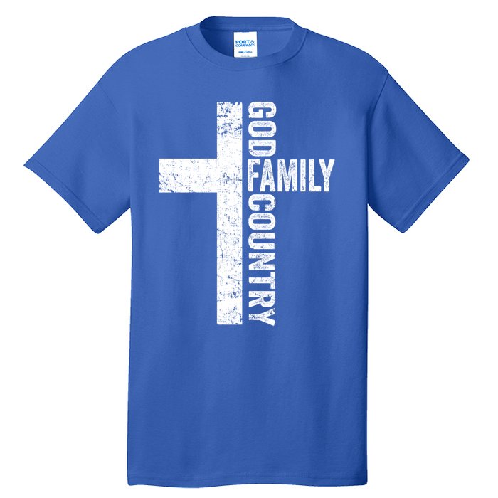 God Family Country Cute Gift Patriotic Freedom Christian Faith Cross Gift Tall T-Shirt