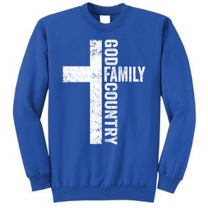 God Family Country Cute Gift Patriotic Freedom Christian Faith Cross Gift Tall Sweatshirt