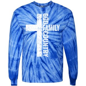 God Family Country Cute Gift Patriotic Freedom Christian Faith Cross Gift Tie-Dye Long Sleeve Shirt