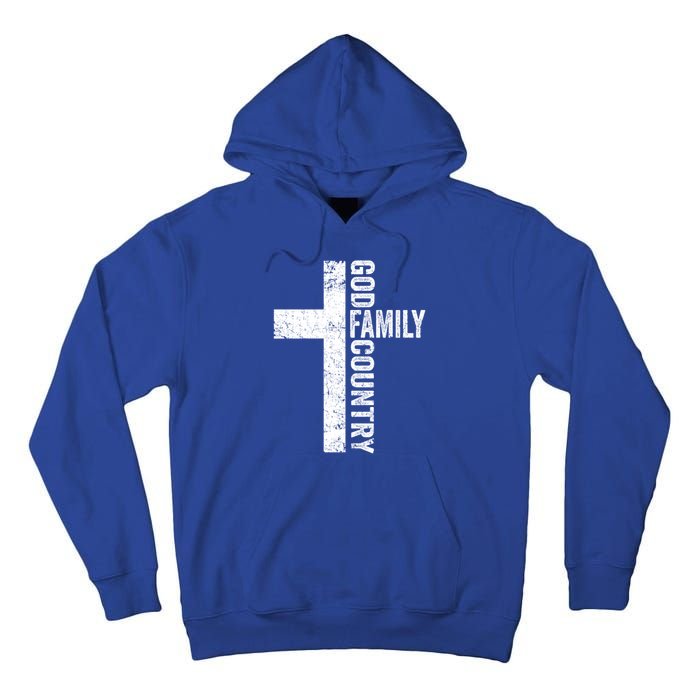 God Family Country Cute Gift Patriotic Freedom Christian Faith Cross Gift Tall Hoodie