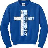 God Family Country Cute Gift Patriotic Freedom Christian Faith Cross Gift Kids Sweatshirt