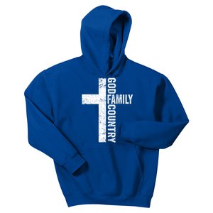 God Family Country Cute Gift Patriotic Freedom Christian Faith Cross Gift Kids Hoodie