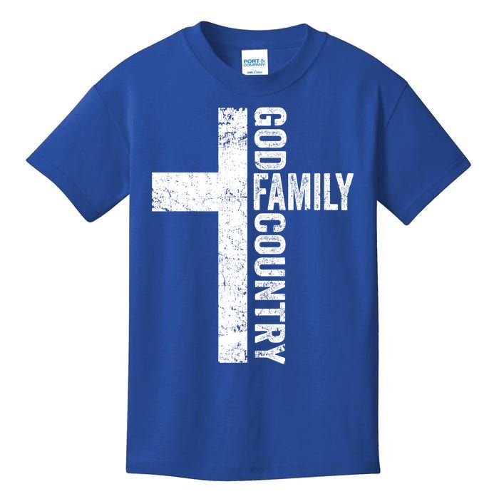 God Family Country Cute Gift Patriotic Freedom Christian Faith Cross Gift Kids T-Shirt