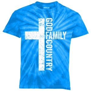 God Family Country Cute Gift Patriotic Freedom Christian Faith Cross Gift Kids Tie-Dye T-Shirt