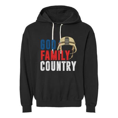 God Family Country Soldier Usa Proud American Memorial Day Gift Garment-Dyed Fleece Hoodie