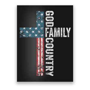 God Family Country Patriotic Freedom Christian USA Cross Poster