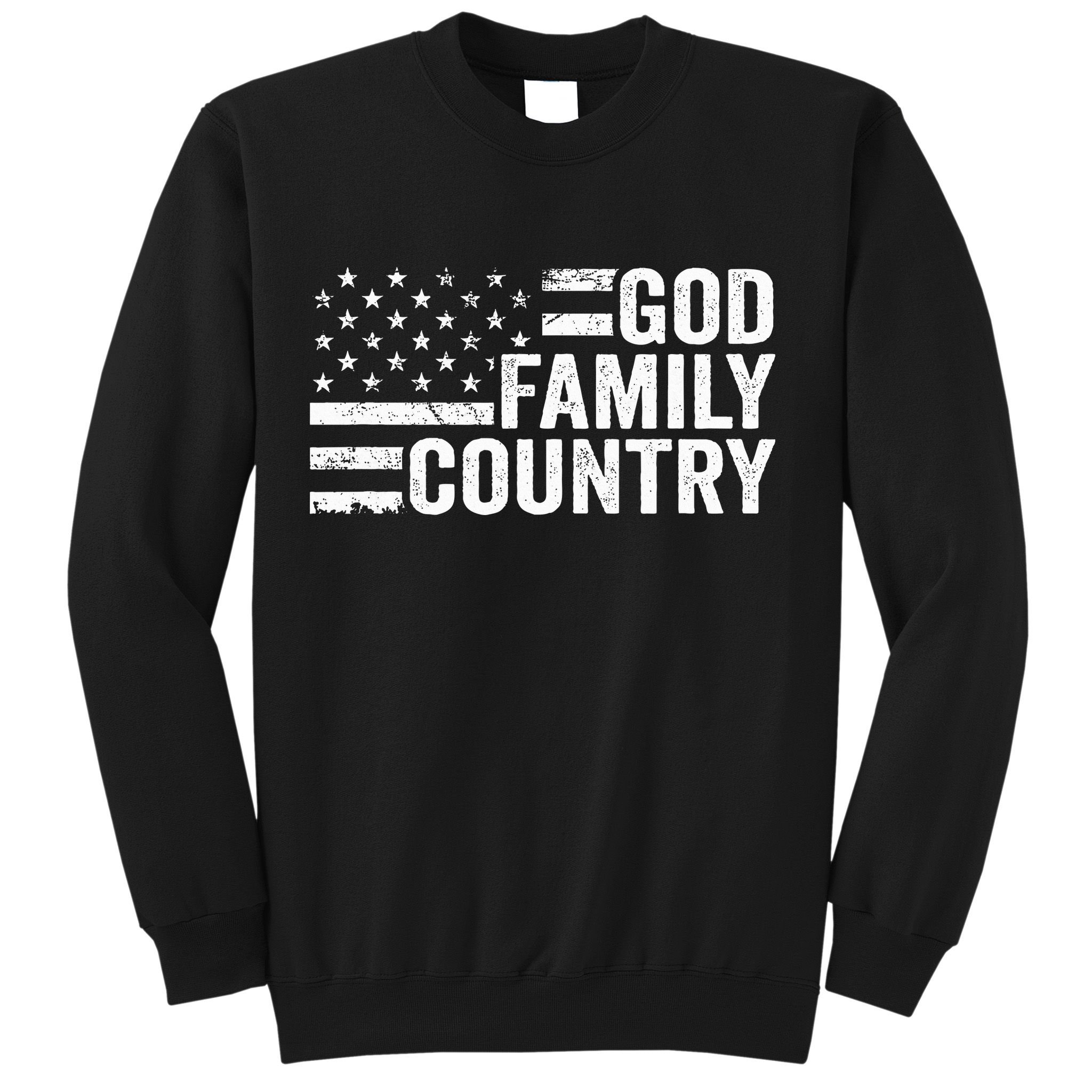 God Family Country Patriotic Christian American Flag Sweatshirt