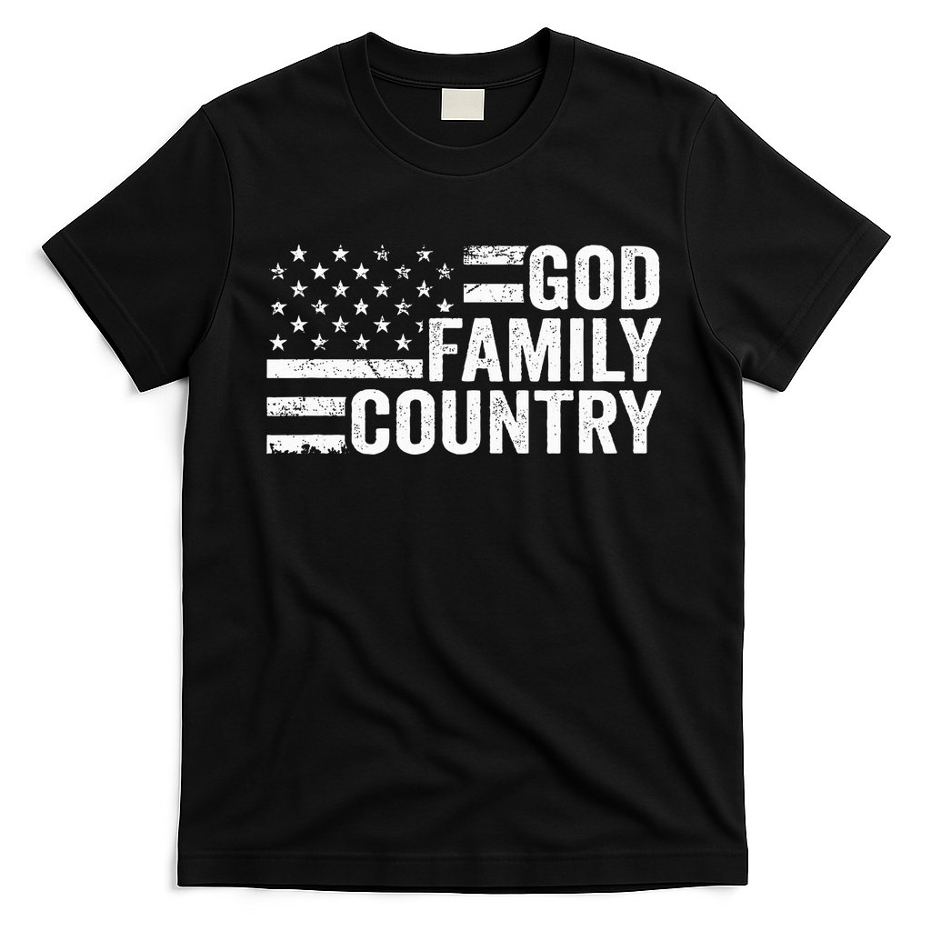 God Family Country Patriotic Christian American Flag T-Shirt