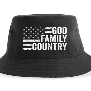 God Family Country Patriotic Christian American Flag Sustainable Bucket Hat