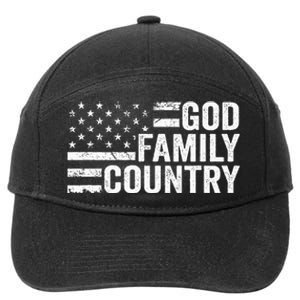 God Family Country Patriotic Christian American Flag 7-Panel Snapback Hat