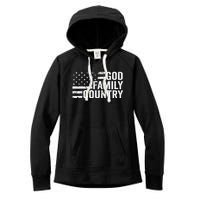 God Family Country Patriotic Christian American Flag Women's Fleece Hoodie