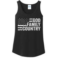 God Family Country Patriotic Christian American Flag Ladies Essential Tank