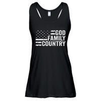 God Family Country Patriotic Christian American Flag Ladies Essential Flowy Tank