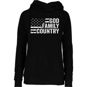 God Family Country Patriotic Christian American Flag Womens Funnel Neck Pullover Hood