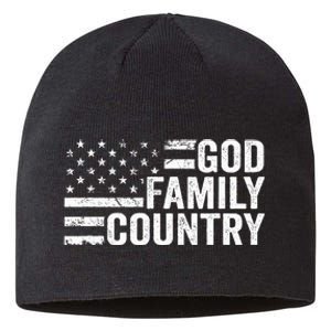 God Family Country Patriotic Christian American Flag Sustainable Beanie