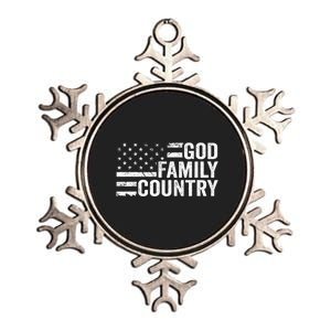 God Family Country Patriotic Christian American Flag Metallic Star Ornament