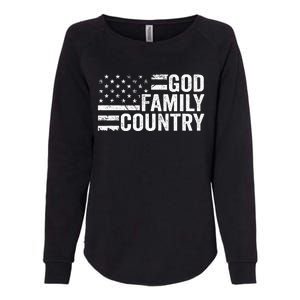 God Family Country Patriotic Christian American Flag Womens California Wash Sweatshirt