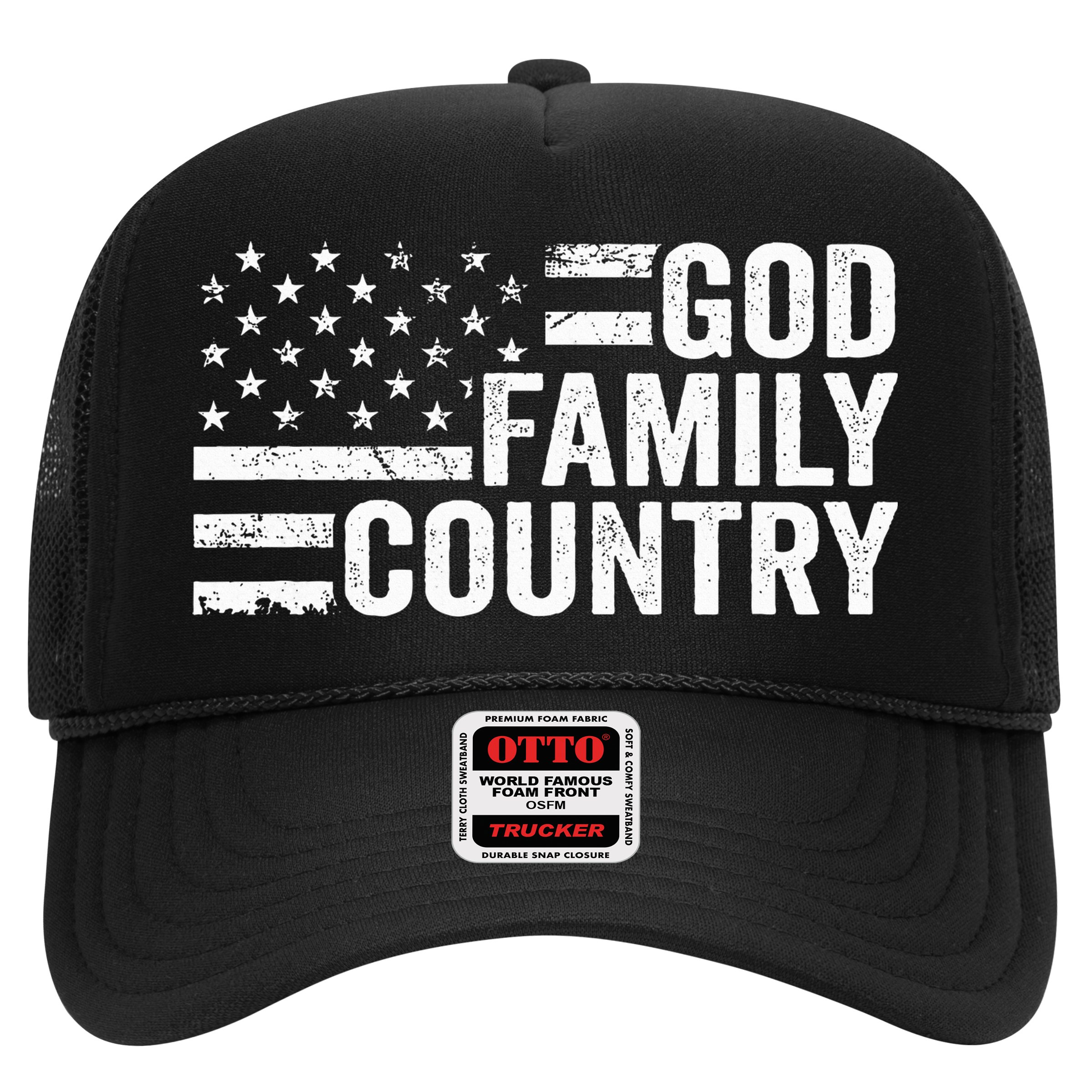 God Family Country Patriotic Christian American Flag Hat