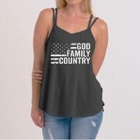 God Family Country Patriotic Christian American Flag Women's Strappy Tank