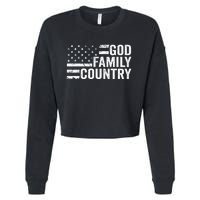 God Family Country Patriotic Christian American Flag Cropped Pullover Crew