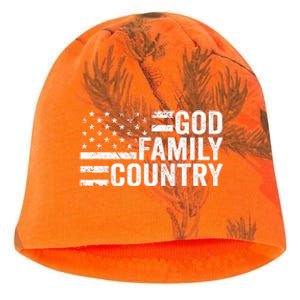 God Family Country Patriotic Christian American Flag Kati - Camo Knit Beanie