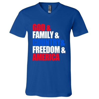 God Family Country Freedom Patriotic Holiday Great Gift V-Neck T-Shirt