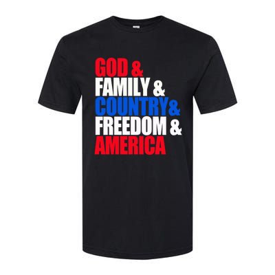 God Family Country Freedom Patriotic Holiday Great Gift Softstyle® CVC T-Shirt