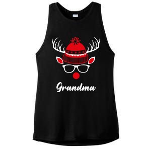 Grandma Funny Christmas Reindeer Face Family Matching Gift Ladies PosiCharge Tri-Blend Wicking Tank