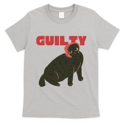 Guilty Funny Cute Black Cat Design For Cat Lovers T-Shirt