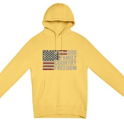 God Family Country Freedom 4th July USA Flag Christian Premium Pullover Hoodie